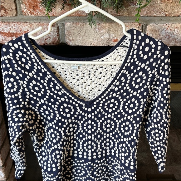 Boden Annabel Knit A Line Fit Flare Polka Dot Dress 3/4 Sleeve V-Neck Size 8 R - Picture 2 of 13